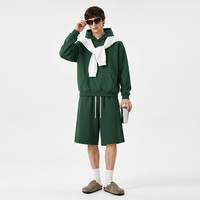 Ensemble survêtement homme SS265089 : sweat à capuche et short long, molleton brossé 345 GSM, coupe oversize, avec appliqué personnalisé