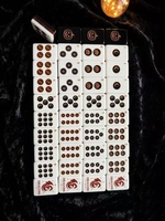 Set Mahjong Amerika Mewah Modern Warna Oranye Tua dengan Ubin Akrilik Empat Lapis, Portabel & Hiburan untuk Pertemuan Meriah