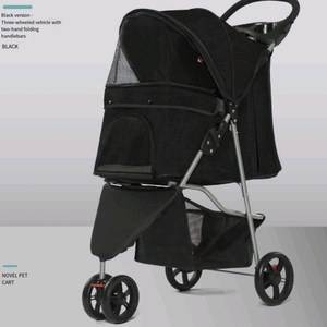 Portable Outdoor Foldable Dog <b>Stroller</b> Cart Luxury Elegant Cloth Pet Trolley Cup Holder Wheels Small Size Featuring Animal - Product Image 4