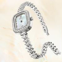Reloj de Cuarzo de Lujo Mark Fairwhale con Perla Natural, Esfera Cuadrada/Redonda, Resistente al Agua 30m, Correa de Metal y Cristal, Reloj de Pulsera para Mujer FW-3010