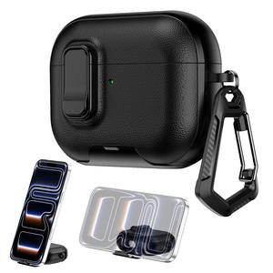 Funda protectora para auriculares AirPods Pro 3 con textura de cuero, cierre de botón, cobertura total y a prueba de caídas. - Product Image 1