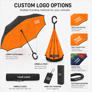 <span class=keywords><strong>Parapluie</strong></span> <span class=keywords><strong>inversé</strong></span> à double couche avec logo personnalisé, poignée en forme de C, autoportant, <span class=keywords><strong>parapluie</strong></span> droit pour cadeau promotionnel - Product Image 2