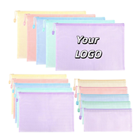 Logo personnalisé en sac de classement étanche format A4 dossiers de rangement de documents pochette à fermeture éclair en maille pour point de croix voyage école bureau