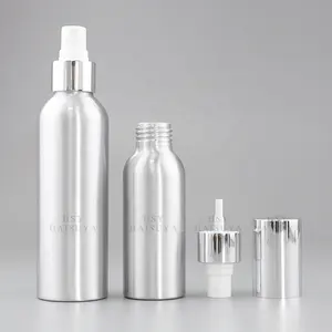 Factory Wholesale 100ml 120ml 4oz Portable Metal Atomizer Sunscreen Cleanser Electroplated Aluminium Bottle With Spray