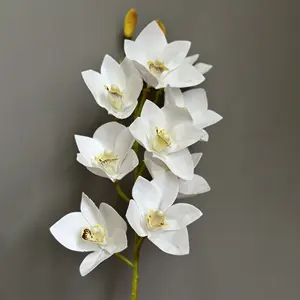 Flor artificial 10 orquídea cabeça para arranjo floral casa casamento decoração mesa central