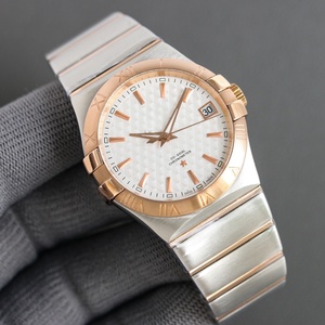 Reloj de Cuarzo para Hombre, Dos Tonos, Dorado y Plateado, Correa de Acero Inoxidable con Ventana de Fecha, Elegante Reloj de Pulsera Casual de Negocios, Omegaes - Product Image 6