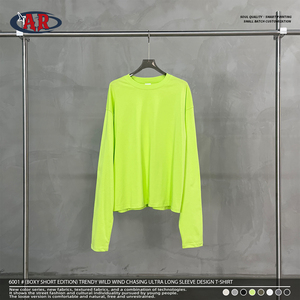 เสื้อยืดสตรีทแวร์ผู้ชาย แขนยาวทรงบ็อกซี่ ตัดสั้น ผ้าคอตตอน 100% 235GSM รับสกรีนโลโก้ตามสั่ง ขายส่ง - Product Image 3