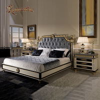Ensemble de meubles de chambre complet de style français moderne, de haute qualité, adapté aux appartements, en bois massif, couleur or, taille king