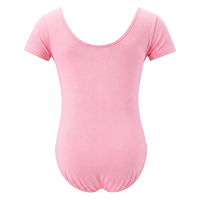 Justaucorps de danse pour filles en coton à manches courtes, col en V, avec strass, extensible, pour la danse classique, entraînement et spectacle