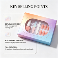 Boîte cadeau personnalisée en forme de fenêtre ovale pour faux ongles, emballage en papier holographique