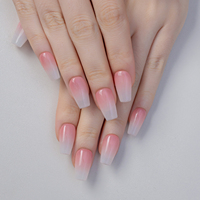 Vente en gros d'ongles de presse acryliques dégradés roses faits à la main 10 pièces d'ongles artificiels français de haute qualité à couverture complète Faux ongles