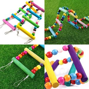 Durevole eco-friendly 74x10cm legno uccello giocattoli pappagallo scala Swing allenamento Rainbow ponte per parrocchetti africani grigio - Product Image 6