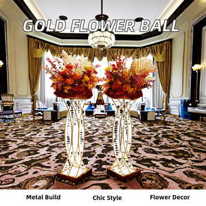 Modern Gold Metal Flower Ball for Wedding & Restaurant <b>Table</b> <b>Decor</b> <b>Party</b> Centerpieces - Product Image 2