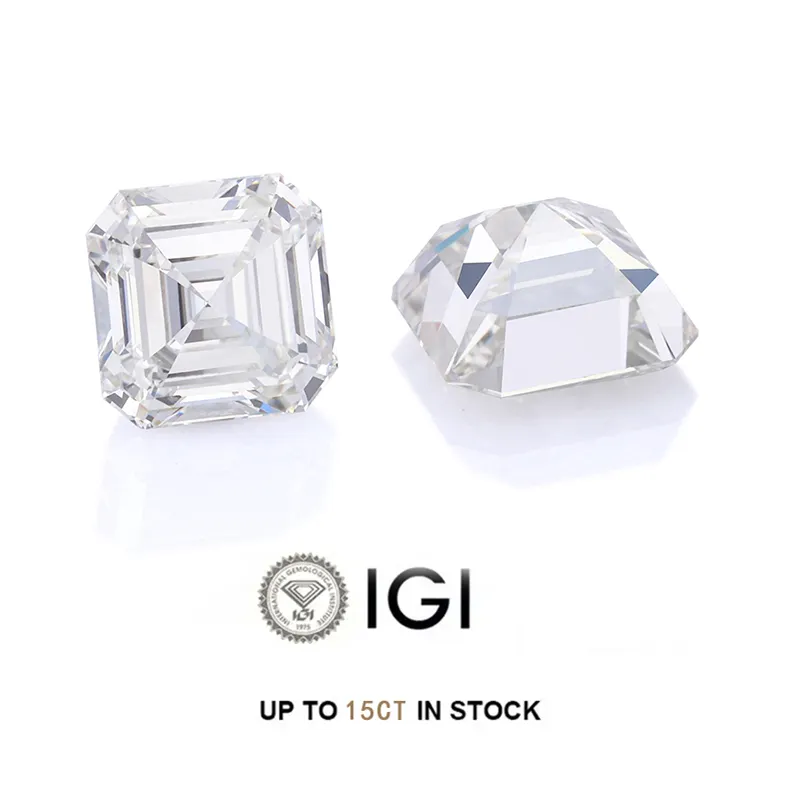 Starsgem IGI Asscher Fancy excelente corte CVD 2ct DEF color vs diamantes cultivados en laboratorio para hacer anillos de joyería pendientes