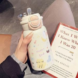 Cartoon Insulated Water <b>Bottle</b> With Straw For Kids School Use 500Ml Portable Thermos Cup - Product Image 1