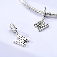MULA A-Z 26 lettres Charms Silver Zircon Pendant for Women DIY Jewelry with Original Bracelet and Loose Beads Metals Material