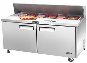Commercial Double-Temperature <strong>Built</strong>-<strong>In</strong> Stainless Steel <strong>Refrigerator</strong> 17.73 Cu. Ft. 2/4 Door Prep Station 18 Pans Cut Board for - Product Image 5