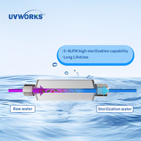 Stérilisateur UVWORKS Inline UVC LED avec structure de dissipation thermique optimisée, débit de 5 à 8 LPM pour conduites d'eau de calibre moyen