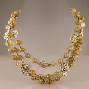 Art Palace Women's Vintage <b>Beaded</b> <b>Necklace</b> With Agate Natural Stone Geometric Design Everyday Wear - Product Image 2