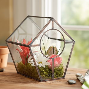 Hermoso Terrario de metal y vidrio hecho a mano para decoración de mesa de jardín de casa moderna exhibición de plantas para interiores y exteriores - Product Image 1
