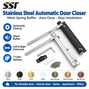 Adjustable Stainless Steel Automatic <b>Door</b> Closer <b>Soft</b> <b>Close</b> Fire-proof Furniture Hardware Modern Design <b>for</b> Hotels - Product Image 1