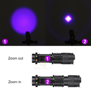 Lampe torche uv portable d'approvisionnement d'usine batterie AA pince de poche zoomable mini lampe de poche uv