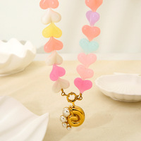 Collier bohème multicolore avec perles en forme de cœur, pendentif plaqué or N830