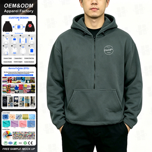 Sudadera con capucha personalizada para hombre, 100% poliéster, antiarrugas, con cremallera, ajuste holgado, dobladillo con cordón ajustable, forro polar. - Product Image 1
