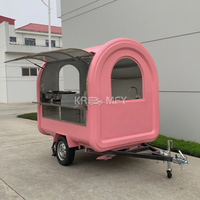 Camión de Comida Móvil Rosa con Remolque para Venta de Palomitas y Bebidas