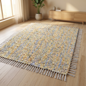 Tapis en laine texturé de designer, tapis indien tissé à la main, tapis doux et durable pour chambre à coucher, salon, décoration intérieure - Product Image 5