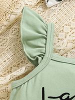 Vêtements d'été pour bébé fille, ensemble chemise à lettres et pantalon long à imprimé floral, ensemble 2 pièces en coton doux pour bébé fille avec manches à volants