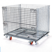 Cages de stockage mobiles, rayonnages empilables, conteneurs en treillis métallique, bacs de stockage industriels avec roues, acier galvanisé à haute capacité