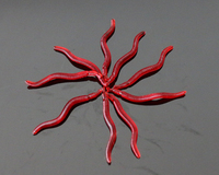 Hessen 1 pièce Appât de pêche artificiel souple en PVC, type vers de terre simulé, 4 cm, vers rouges pour la pêche au saumon en rivière et en lac