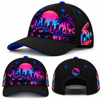 Casquette de baseball Synthwave personnalisée, style rétro années 80, néon, ville, voiture de sport, Gorra, chapeau sublimé personnalisé, imprimé, visière incurvée, snapback, vente en gros