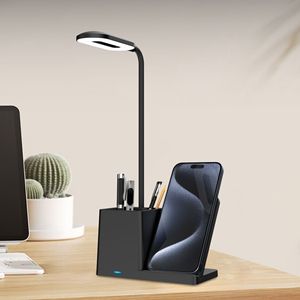 3-in-1 15W <b>Wireless</b> Fast Charging Station for iPhones Mobile Phones with Pen Holder and Touch Button Night Light - Product Image 6