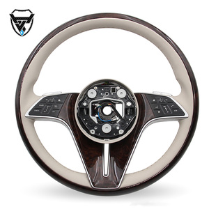 Volant modifié en cuir blanc en bois de pêcher pour Mercedes Benz C GLC E S CLS <span class=keywords><strong>AMG</strong></span> ZC-221-M6-F - Product Image 1