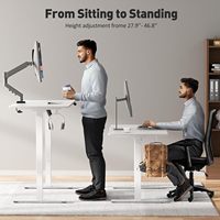 Table de Gamer Informatique Blanche à Hauteur Réglable OEM ODM 140kg, Bureau Assis-Debout à Double Moteur avec Plateau Ergonomique