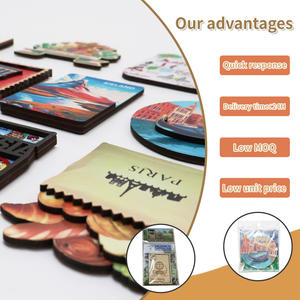 अनुकूलित डबल लेयर 3 डी एपॉक्सी लेटेड लकड़ी के फ्रिज चुंबक देश परिदृश्य पोलेंड लेजर उत्कीर्ण स्मारिका चुंबकीय आकार - Product Image 3