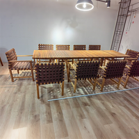 Meubles de jardin en teck au design moderne, table et chaises de salle à manger, ensemble de patio en corde tressée, restaurant, café, terrasse
