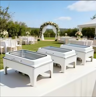 Chauffe-Plats Rectangulaire Hydraulique en Acier Inoxydable Blanc et Noir 9L pour Buffets, Réchaud de Buffet pour Hôtels et Banquets de Mariage