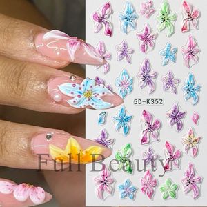 Pegatinas 3D en relieve con diseño floral para uñas, estilo coreano, transparentes, con pétalos suaves, calcomanías de pétalos, estética coqueta, para manicura nupcial - Product Image 2
