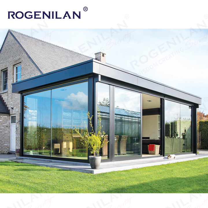 Rogenilan фермерский дом, алюминиевая низкая электронная стеклянная беседка с раздвижными дверями, наружное остекление, солярий, 4 сезона, сад