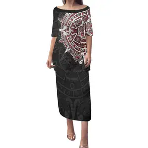 Casual Jurken Vrouwen Premium Aztec Mexico Tattoo Custom Print Mexican Dames Partij Tweedelige Set Eiland Kleding Bulk Plus Size