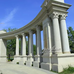 Decoração ao ar livre mão pedra natural romano mármore coluna para venda