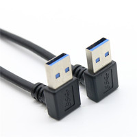 Cable USB 3.0 SuperSpeed de Macho a Macho, 5Gbps, Ángulo Recto de 90 Grados, Cable de Sincronización de Datos para Enfriador de Portátil