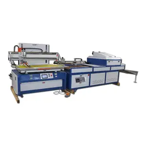 3/4Automatic screen printer flatbed silkscreen printing machine with UV dryer