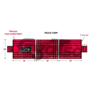 24' x 18' 14OZ PVC Vinyl Coated Fabric Heavy Duty Red Nylon Flatbed Waterproof Blocking Protective Cover Smoke Tarp for Truck