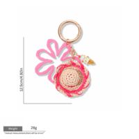 EDGE Porte-clés et breloque de sac pour femme, motif fleur de plage estivale, avec pendentif chapeau de paille et breloque perlée, bijou fantaisie
