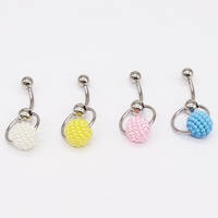 Gaby Bijou de piercing corporel pour femme en acier chirurgical 316L plaqué or rose 14g, qualité AAA, avec pendentif boule de perle rose colorée pour nombril