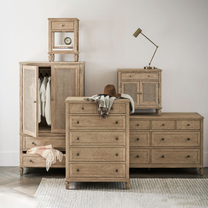 طاولة بجانب السرير من خشب الرماد في الولايات المتحدة الأمريكية ، لوح جانبي فرنسي عتيق بالأسى - Product Image 5